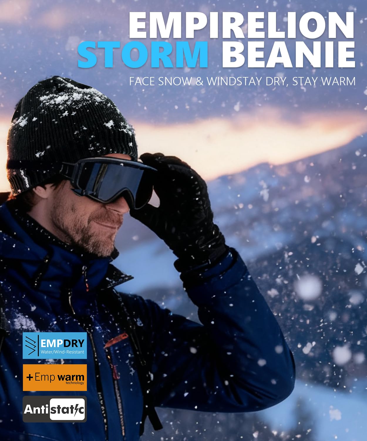 Water-Resistant Windproof Skull Cap, Helmet-Compatible Winter Beanie Snow-Proof Lightweight Hat