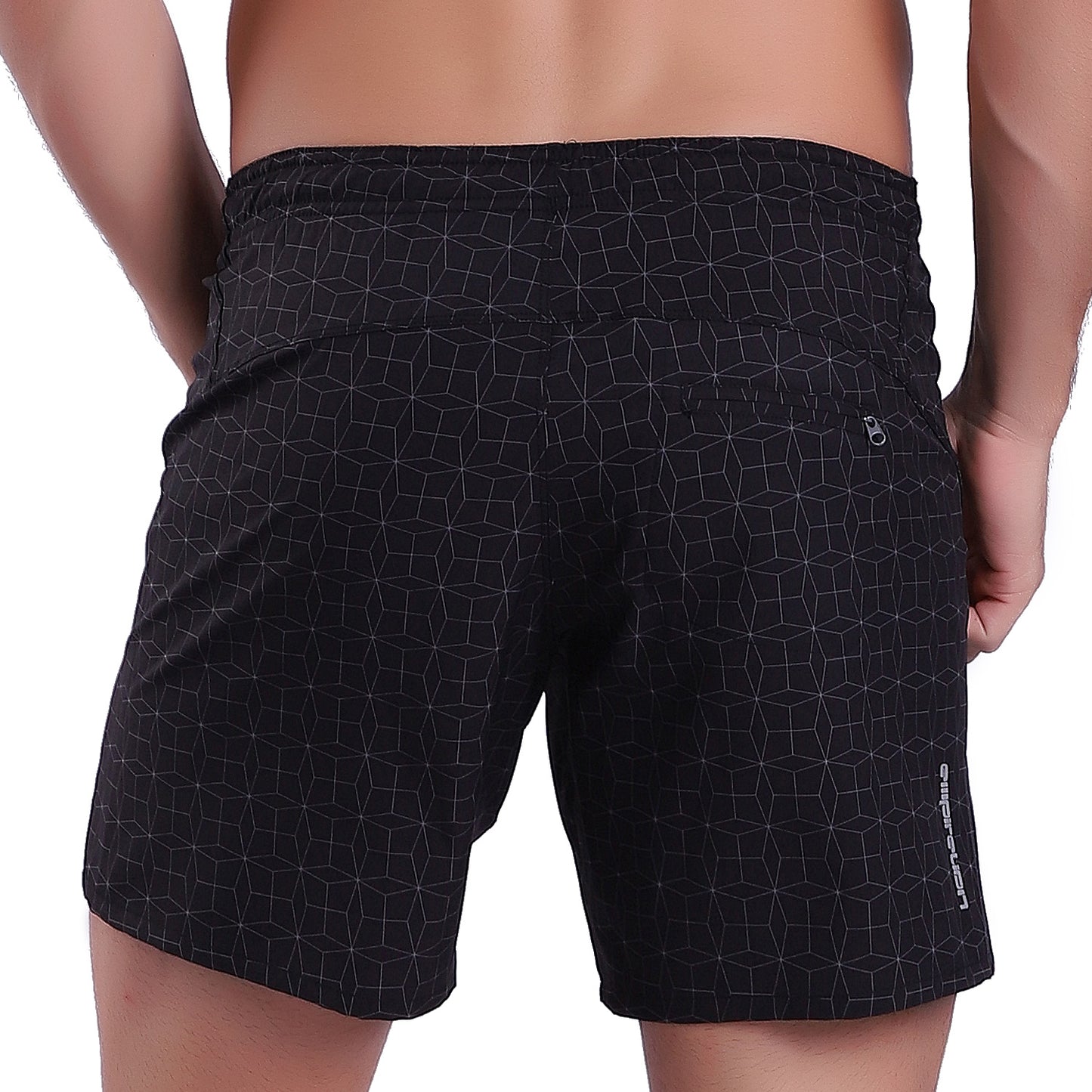 Men's Athletic Full Print Running Gym Workout Stretch Shorts