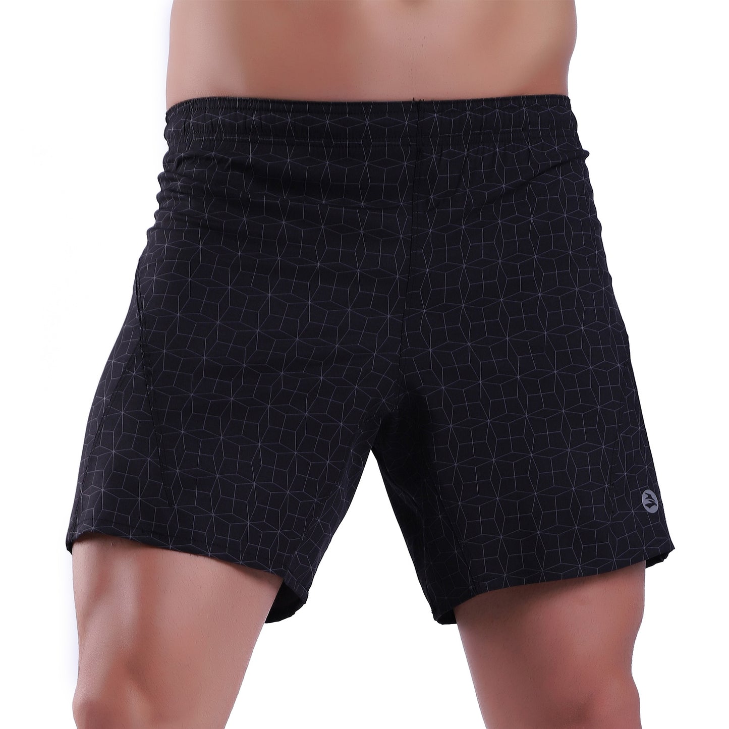 Men's Athletic Full Print Running Gym Workout Stretch Shorts