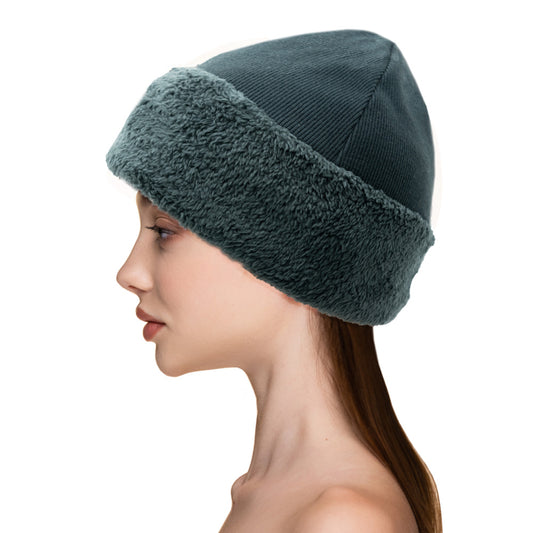 Warm Fuzzy Trimmed & Lined Cable Beanie Women Soft Chunky Hats Girls Stretch Winter Cap