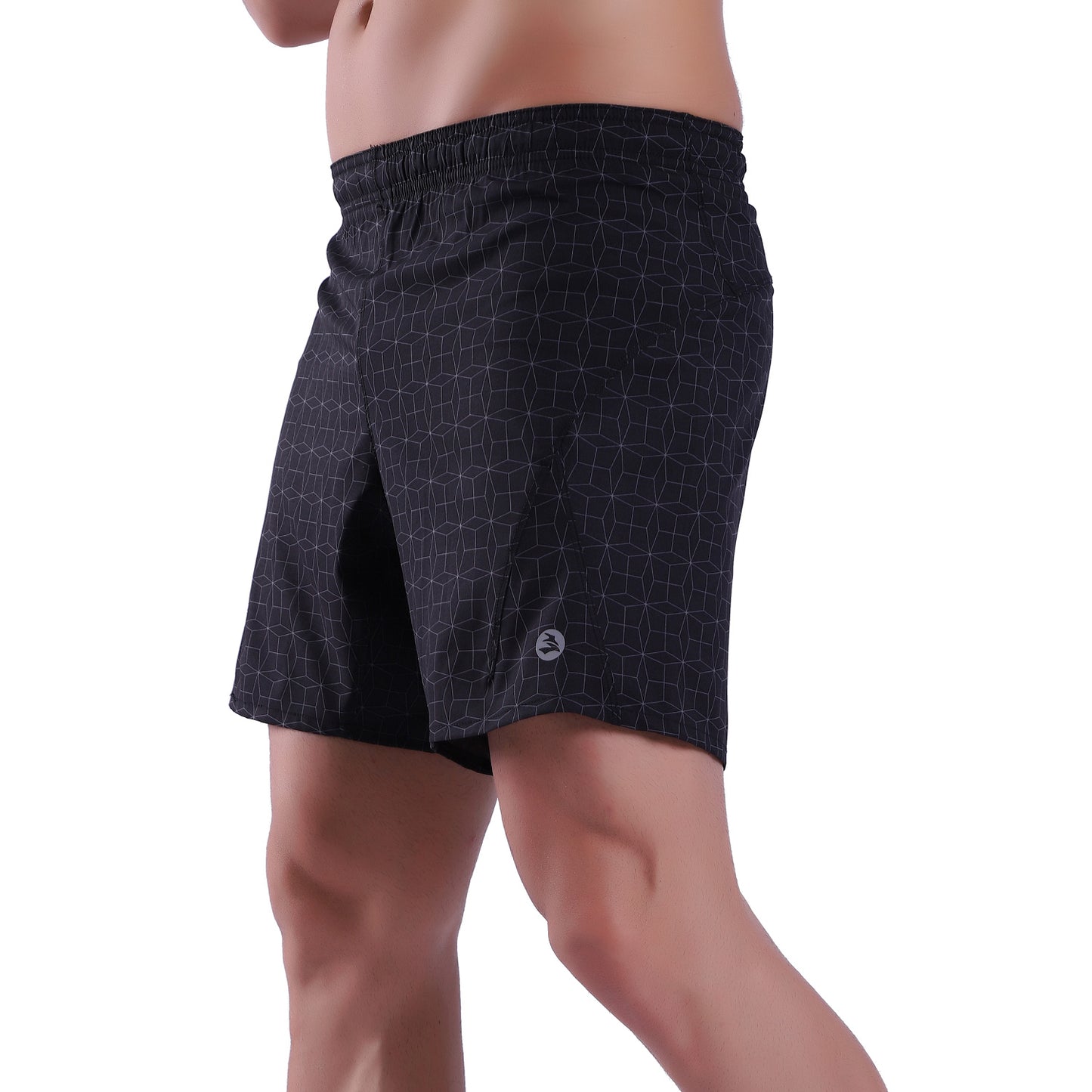 Men's Athletic Full Print Running Gym Workout Stretch Shorts