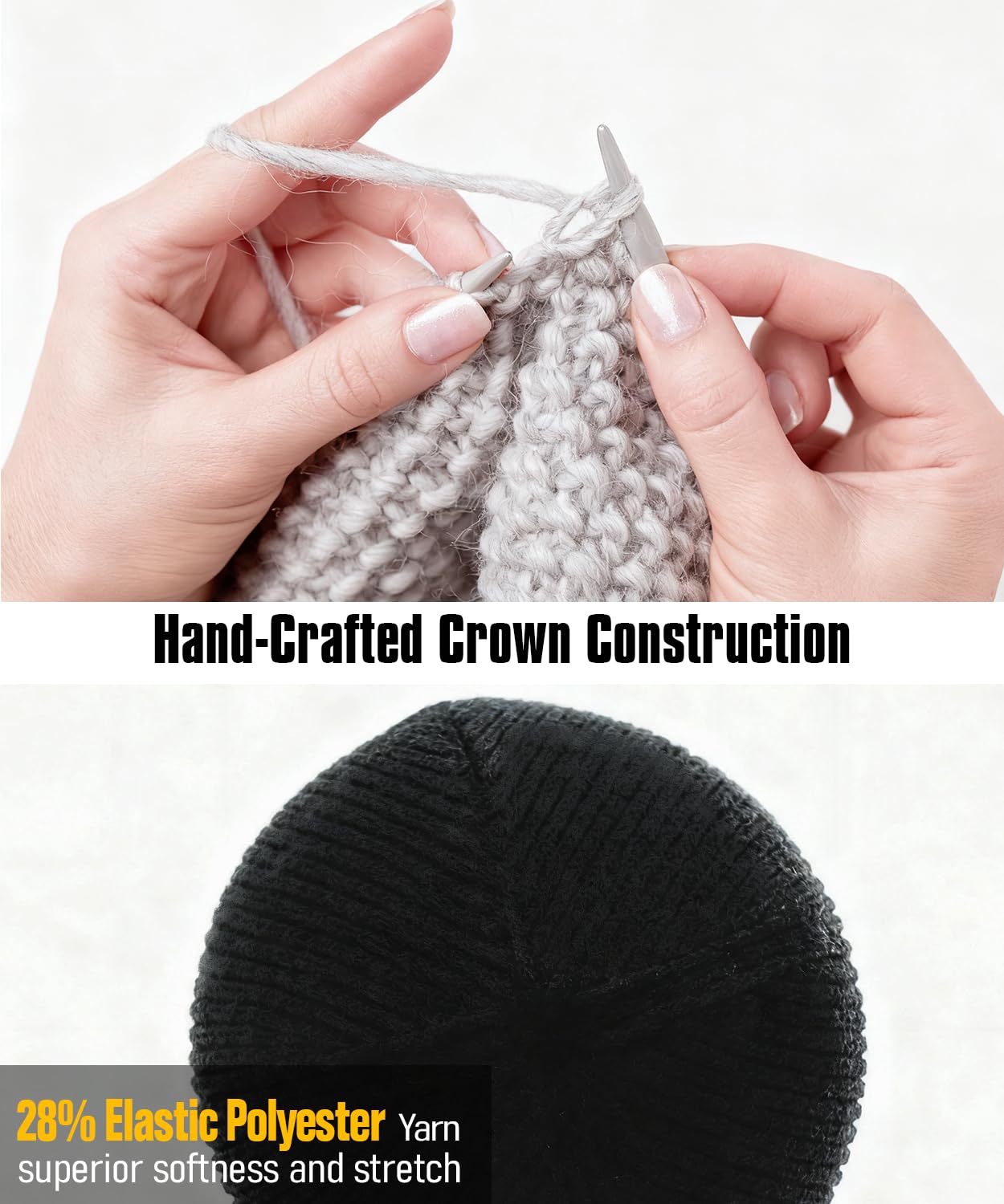 Warm Cuffed Beanie for Winter, 9 cm Extra-Warm Fold Wind-Resistant Hats