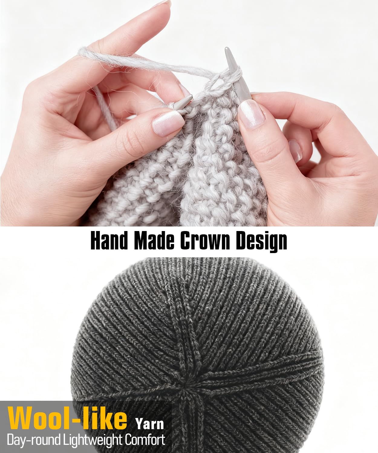 Wool-Like Cuff Beanie, Thick Thermal Knit Warm Winter Hats,Soft Stretch Outdoor Cap