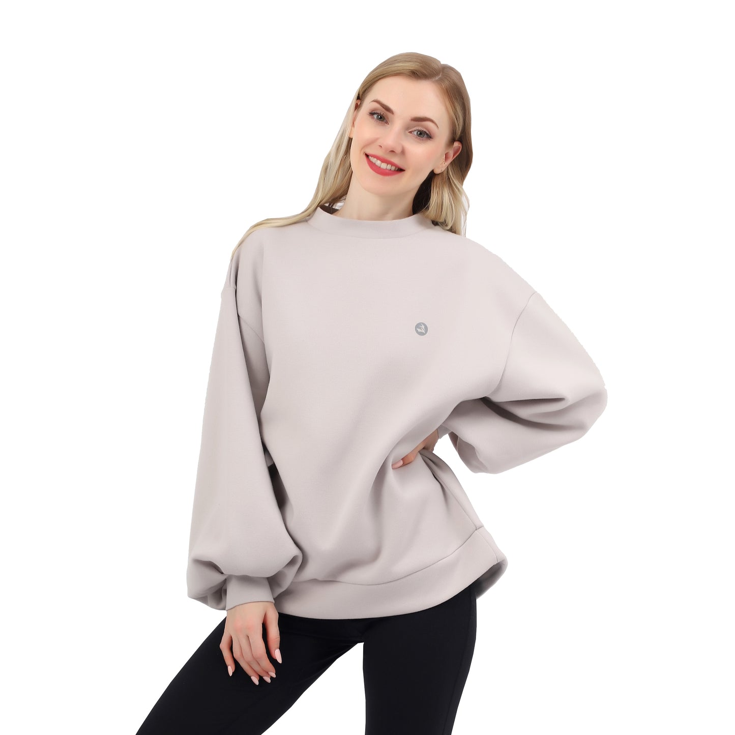 Women Oversized Crewneck Sweatshirts Batwing Hollow out Back Pullover Drop Shoulder Tops