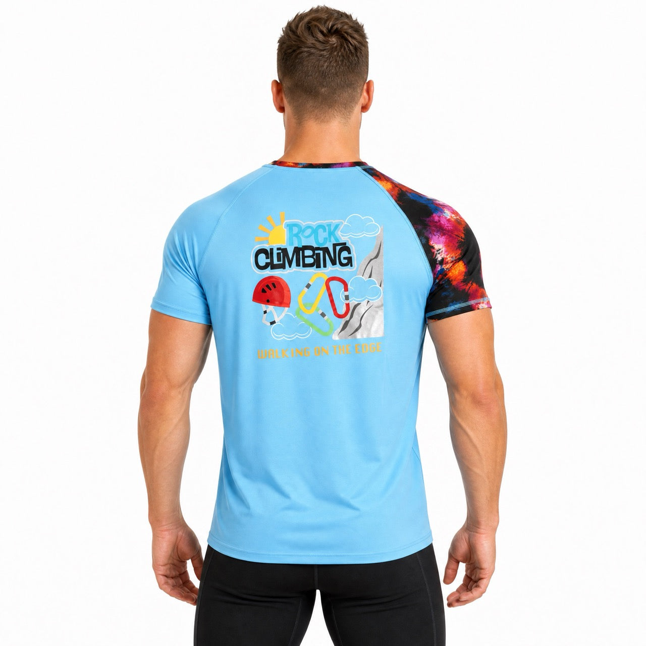 Men's Boys Rock Climbing Graffiti Printed Short Sleeve T-Shirt