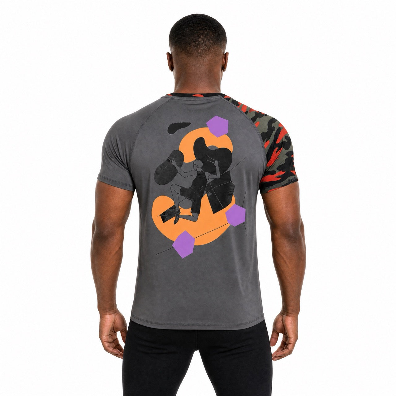 Men's Boys Rock Climbing Graffiti Printed Short Sleeve T-Shirt