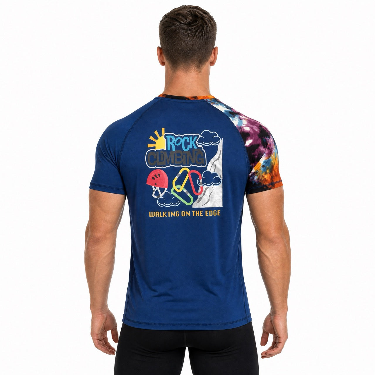 Men's Boys Rock Climbing Graffiti Printed Short Sleeve T-Shirt