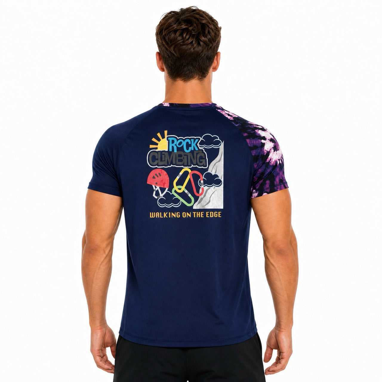 Men's Boys Rock Climbing Graffiti Printed Short Sleeve T-Shirt