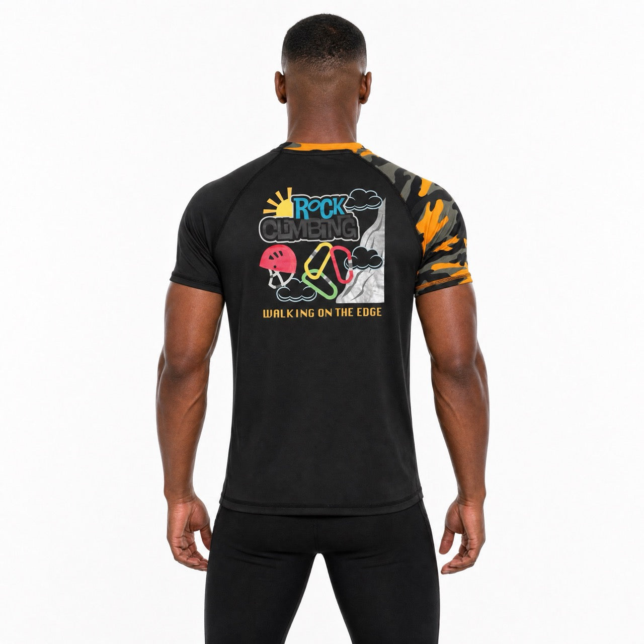 Men's Boys Rock Climbing Graffiti Printed Short Sleeve T-Shirt