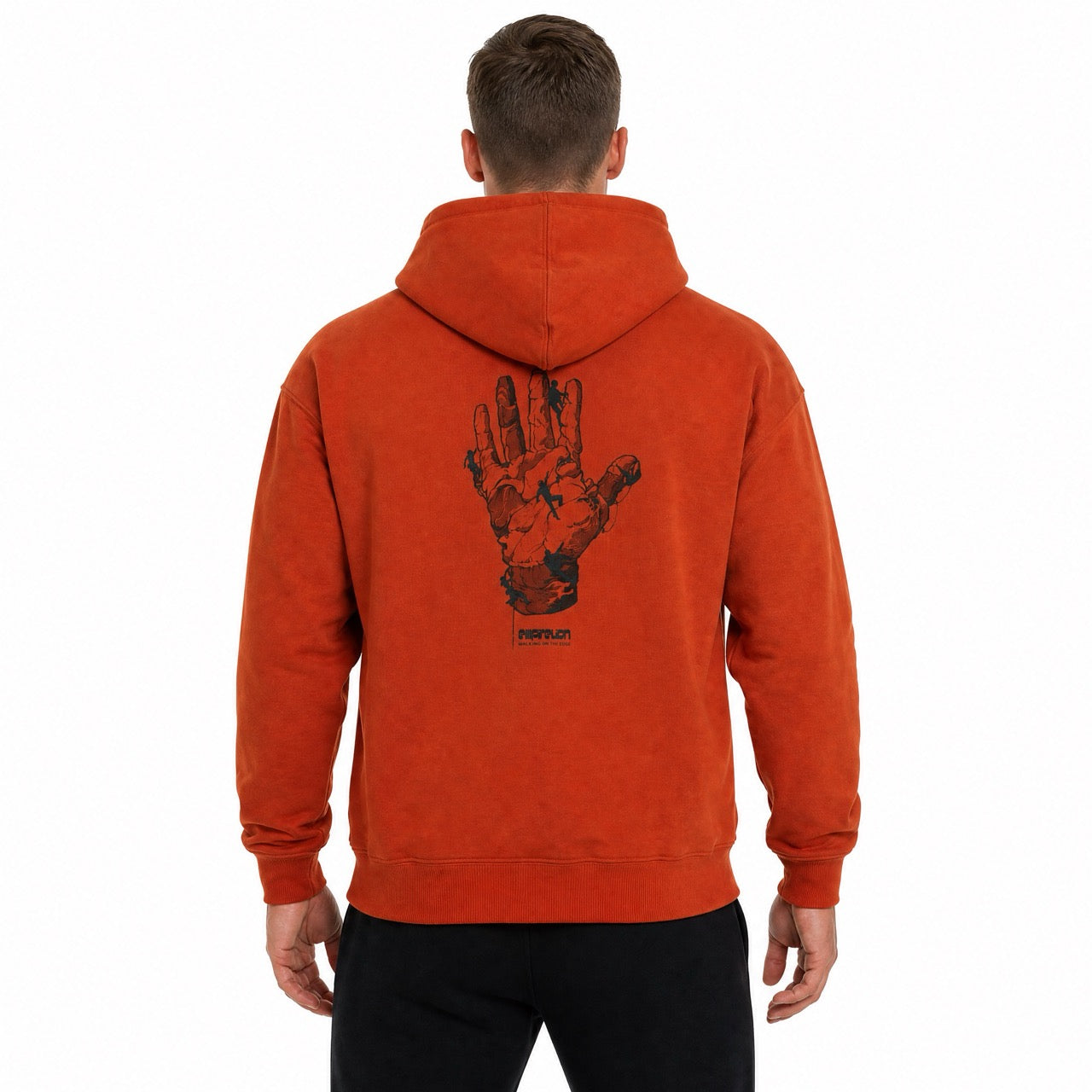 Men's Boys Rock Climbing Printed Over Shoulder Hoodie