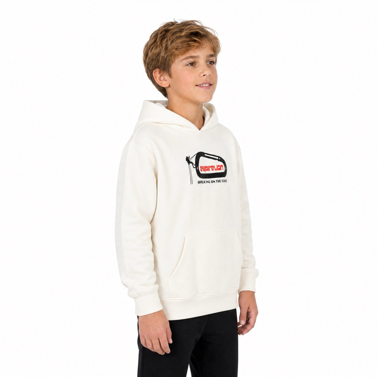 Boys Rock Climbing Printed Over Shoulder Hoodie