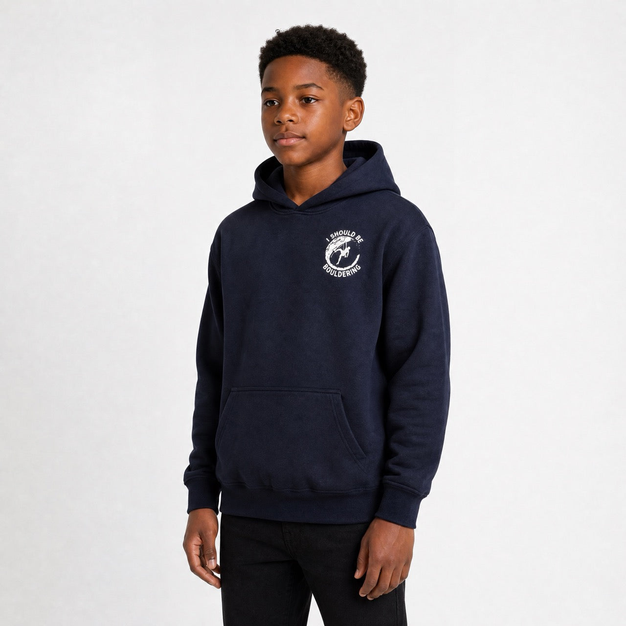 Boys Rock Climbing Printed Over Shoulder Hoodie