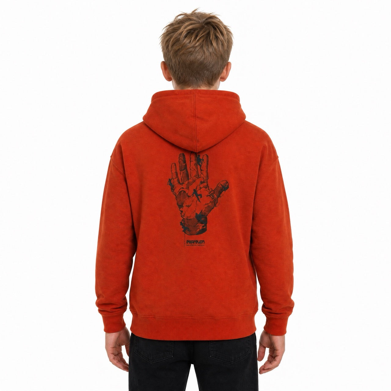 Boys Rock Climbing Printed Over Shoulder Hoodie