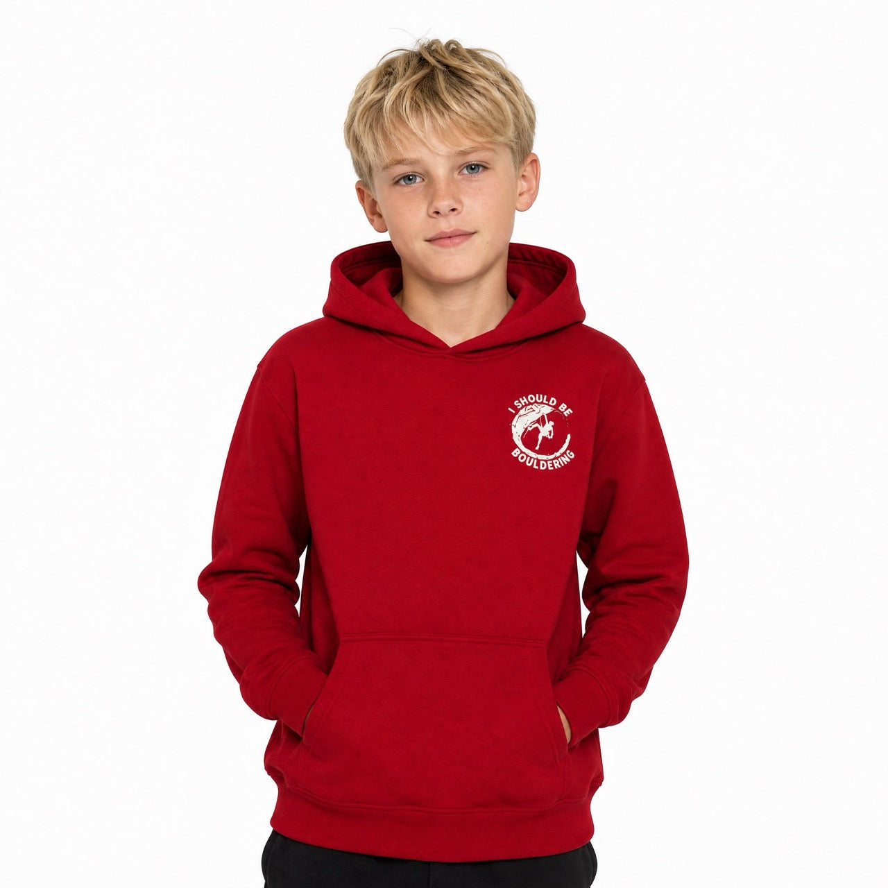 Boys Rock Climbing Printed Over Shoulder Hoodie