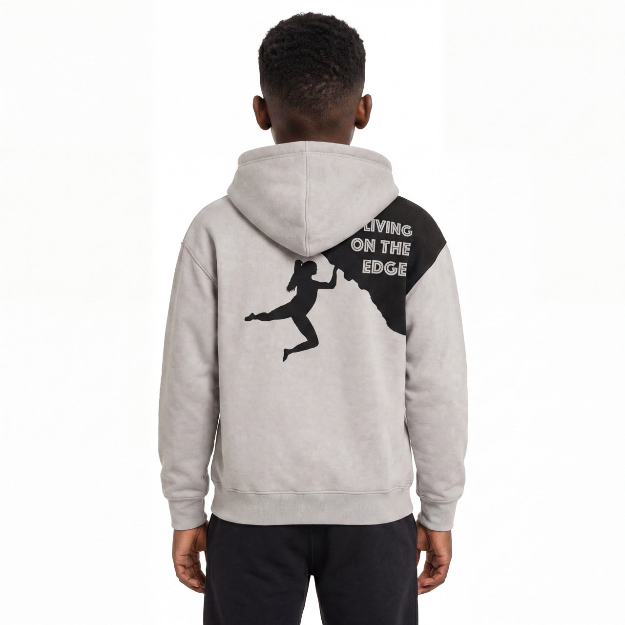 Boys Rock Climbing Printed Over Shoulder Hoodie