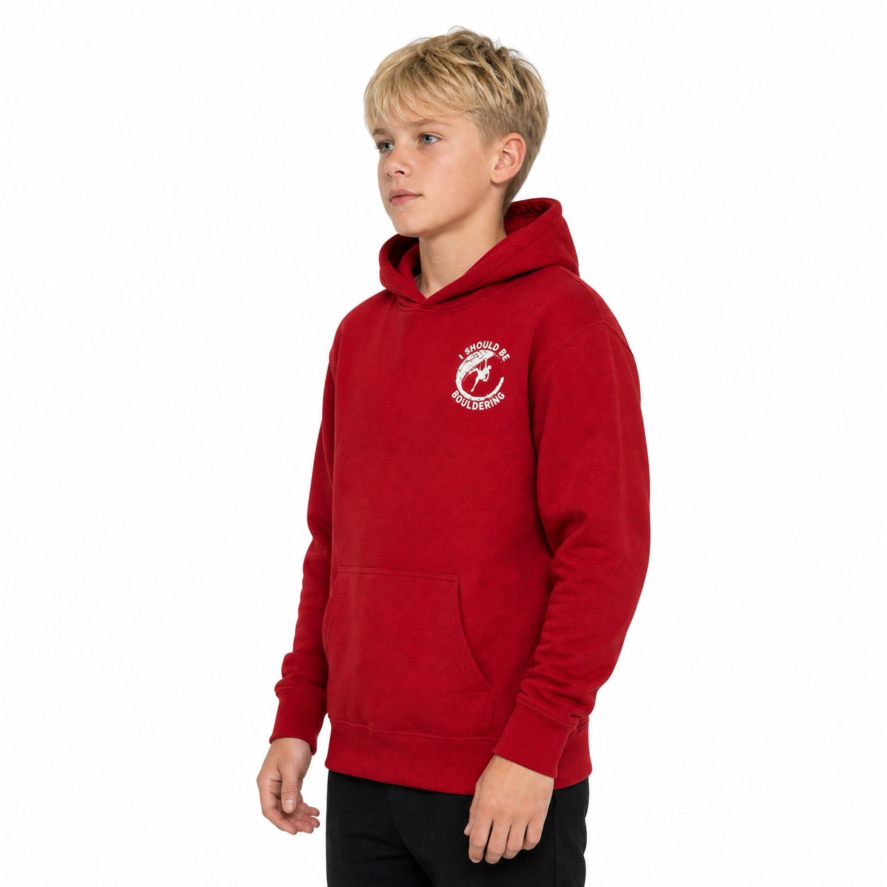 Boys Rock Climbing Printed Over Shoulder Hoodie