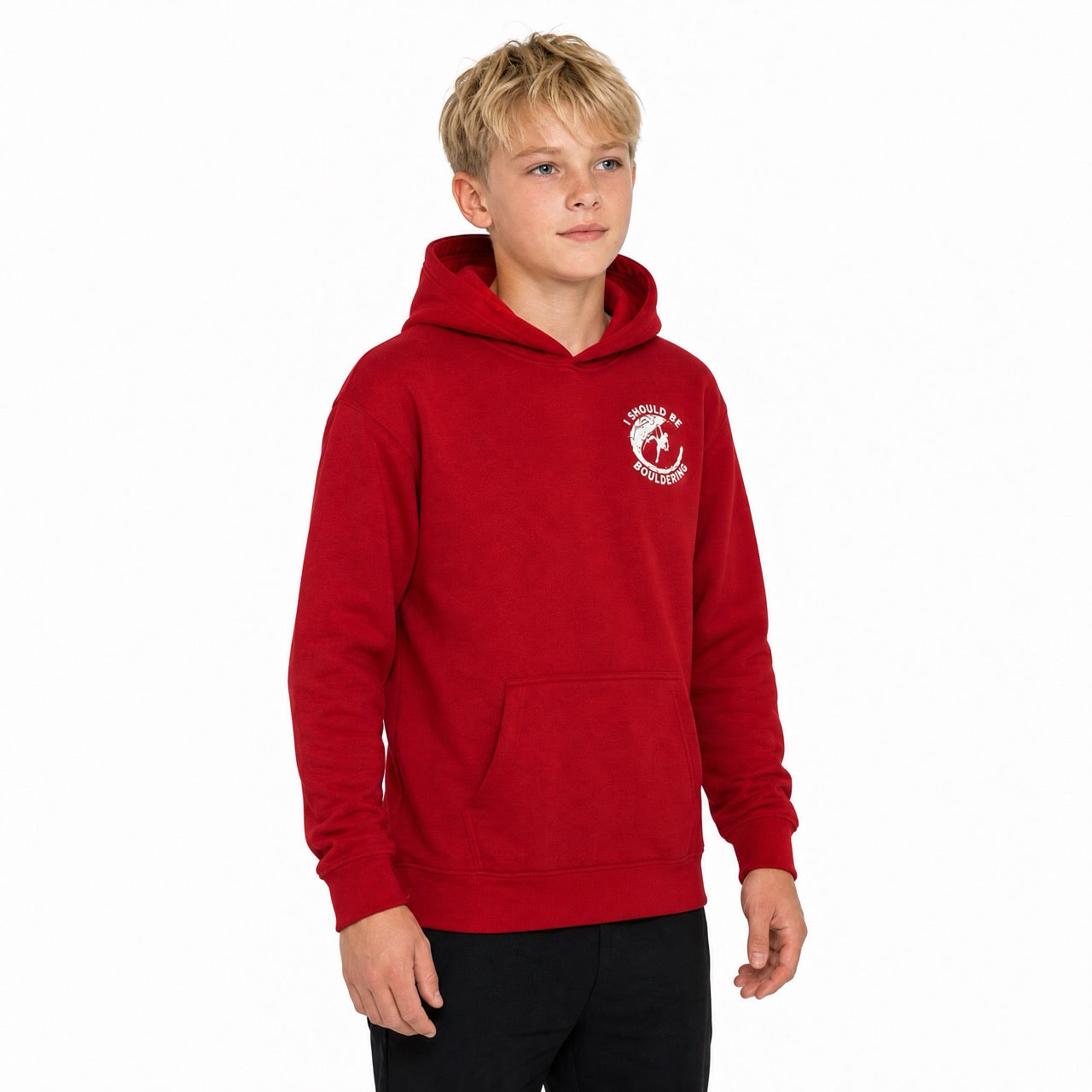 Boys Rock Climbing Printed Over Shoulder Hoodie