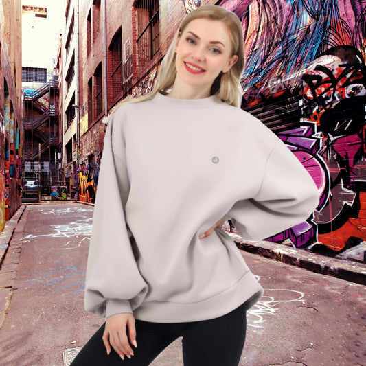 Women Oversized Crewneck Sweatshirts Batwing Hollow out Back Pullover Drop Shoulder Tops