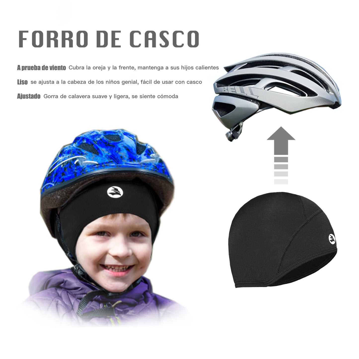 Kids Thermal Helmet Liner Thin Skull Cover Ears Beanie Child Running Hats