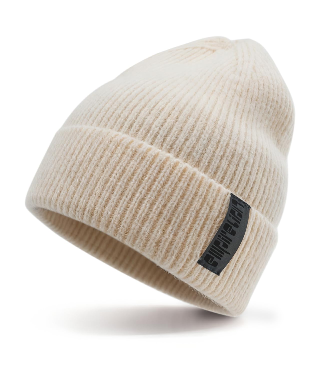 Wool-Like Cuff Beanie, Thick Thermal Knit Warm Winter Hats,Soft Stretch Outdoor Cap