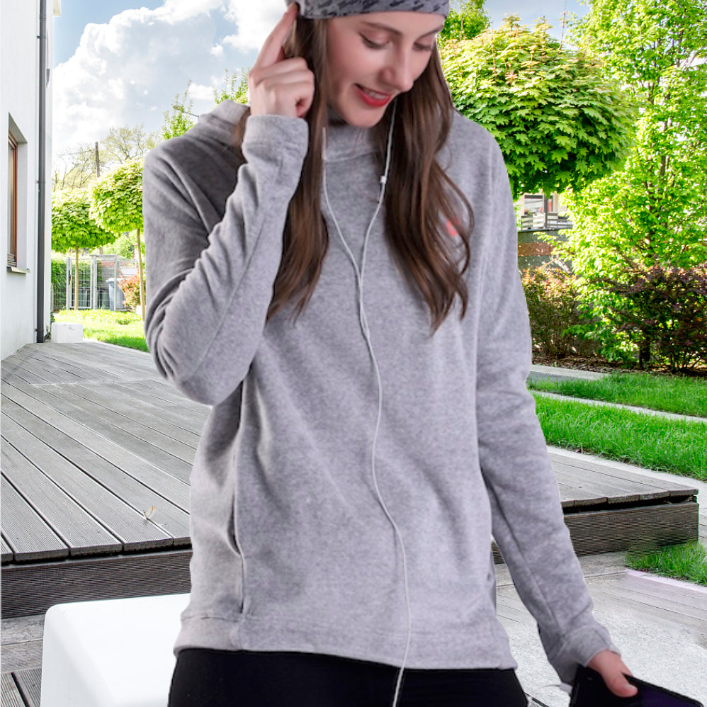 Women's Athletic Pullover Hoodie performance High Cowl Neck Velour Shirt