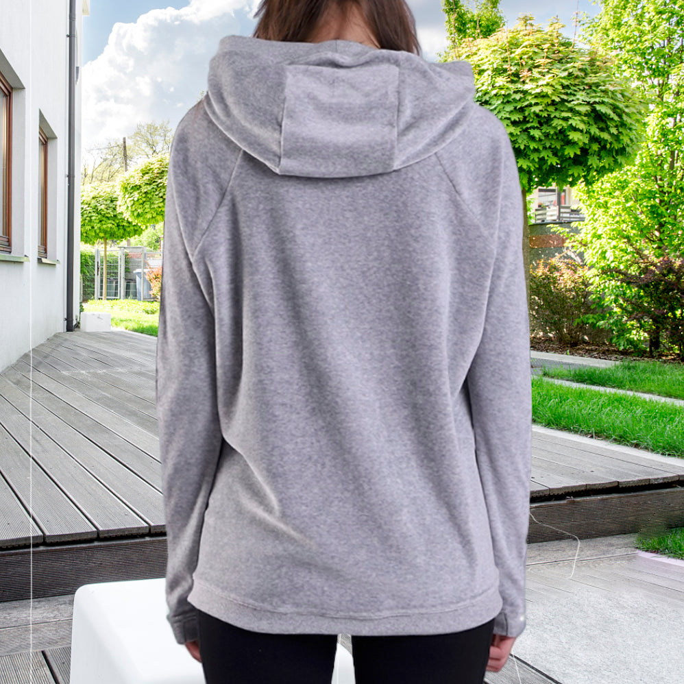 Women's Athletic Pullover Hoodie performance High Cowl Neck Velour Shirt