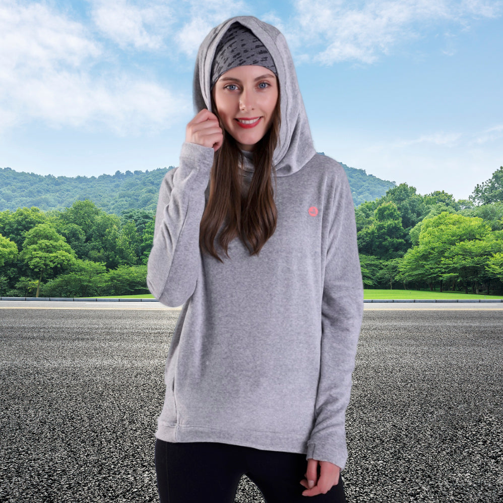 Women's Athletic Pullover Hoodie performance High Cowl Neck Velour Shirt