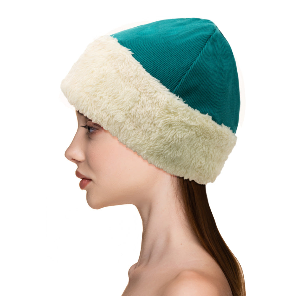 Warm Fuzzy Trimmed & Lined Cable Beanie Women Soft Chunky Hats Girls Stretch Winter Cap