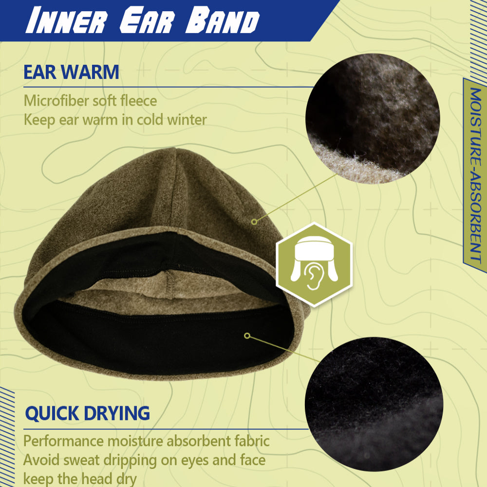 Tactical Watch Cap with Sweatband Winter Mid-weight Fleece Skull Cap Warm Military Beanie Hat