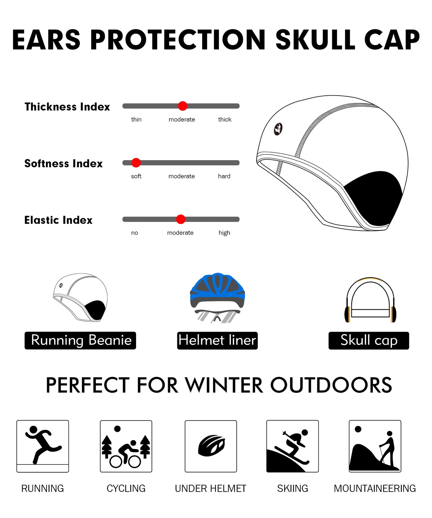 Ears Protection Thermal Helmet Liner Reflective Cycling Skiing Windproof Beanie