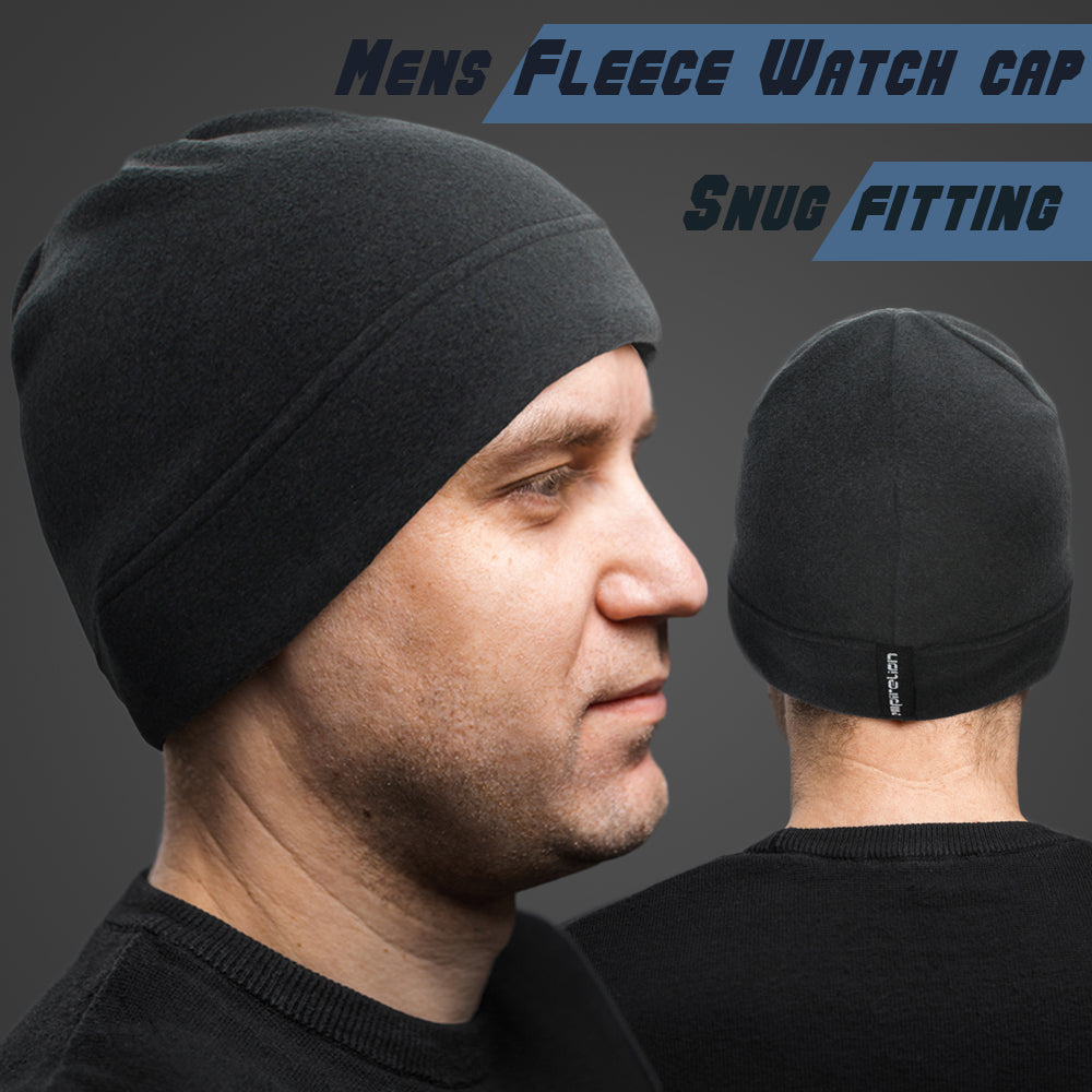 Tactical Watch Cap with Sweatband Winter Mid-weight Fleece Skull Cap Warm Military Beanie Hat